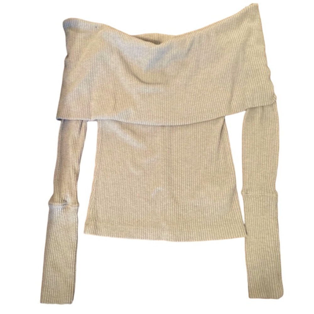 We The Free Gray Sweater/Blouse With Open Shoulder Shrugged Detail. Size X-Small